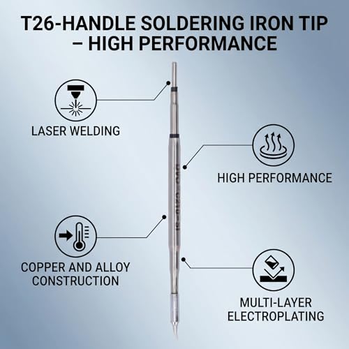 Image of AUNMAS JBC C210 T26 Replacement Soldering Iron Tip, Copper Core with Welding and Fast Heat Recovery, Electroplated Tip for Precision Welding Station