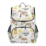 Mnsruu Linda mochila de perezoso con diseño de piña, para niños y niñas, bonita bolsa escolar para niños, bolsa de libros para primaria con tira reflectante, A293