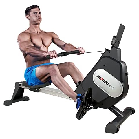 Jupgod Magnetic Rowing Machine 16 Level Adjustable Rower Machine Workout with Phone Holder for Home Gym Office 2022 New Model (Black) Cover