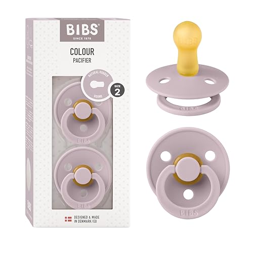 Image of Bibs Pacifiers Color Collection, Set of 2 BPA-Free Latex Pacifiers Made in Europe, Round Nipple Baby Pacifier.