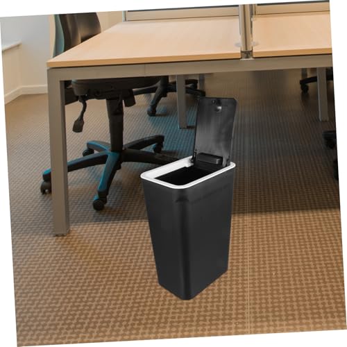 Caneca de basura rectangular con tapa y pedal color negro miniatura 4