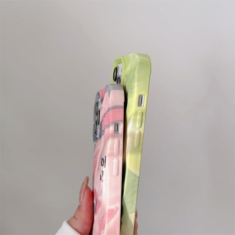 Image of COVERLY for iPhone 15 Plus 3D Luxury Rainbow Neon Green Phone Case,Premium Texture Trendy Retro Cute Multi Color Artistic Cool Design -Aesthetic Shades Princess Cover for Apple iPhone 15 Plus