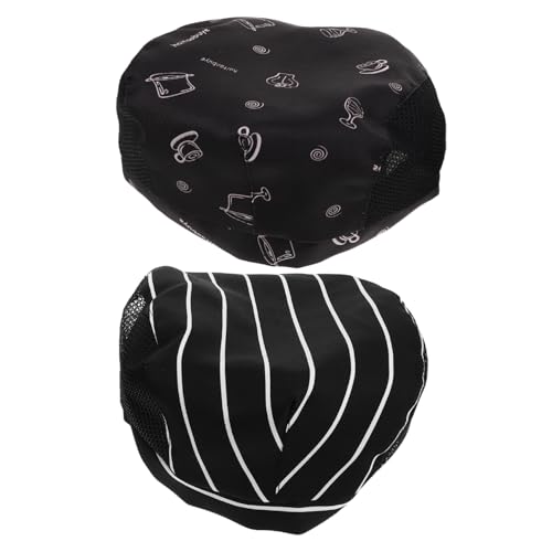 Cabilock 2pcs Adjustable Breathable Chef Hats for Men and Women Lightweight Cotton Cooking Caps for Kitchens Bakeries Cafes and Culinary Schools Comfortable and Versatile Cooking Headwear Black