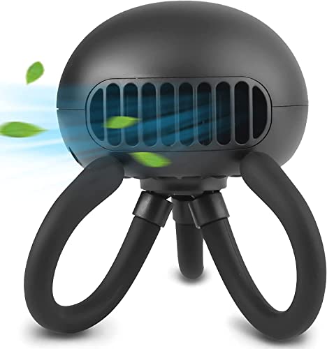 Image of Portable Bladeless Mini Handheld Fan with Flexible Tripod - Clip on Stroller Fan, 3 Speeds, Rechargeable Battery Operated for Stroller, Car Seat, Crib, Bike and Desktop (Black 1)