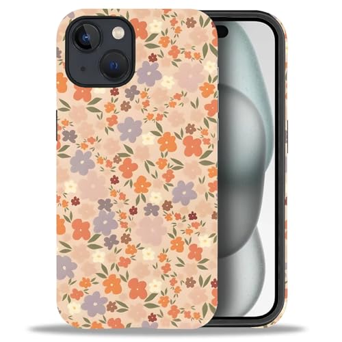 DAIZAG Case for iPhone 15,Mixed 2 Layer Design Shockproof Soft TPU Ddouble Protection Phone Case for iPhone 15-Retro Country Floral