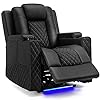 Comhoma power recliner chair pu leather electric massage recliner sofa for living room home theater seating with cup holders and led lightingblack  urban country home decor