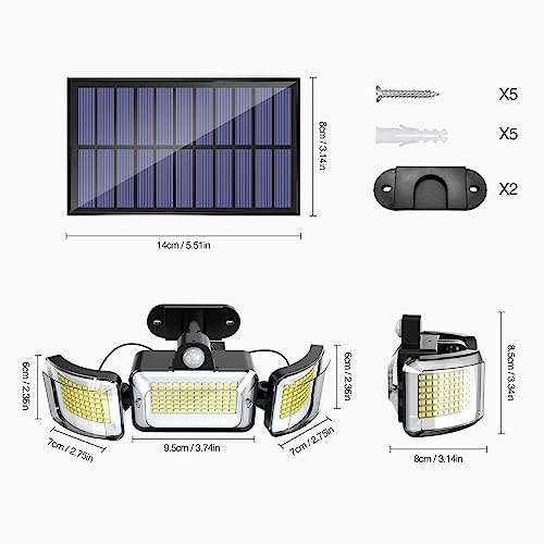 OOTDAY Luce Solare LED Esterno, 308 LED Faretti