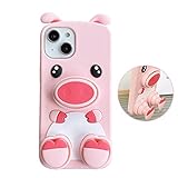 YAKVOOK for iPhone 14 Pro Max Case, Kawaii Pink Pig Phone Cases 3D Silicone Cartoon Case with Stand Fun Apply to iPhone 14 Pro Max Cute Case Soft Rubber Shockproof Protective Case for Women Girls