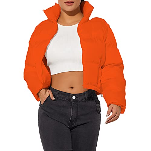 Hujoin Manteau Femme Hiver Chic Chaud Veste Doudoune Courte Chaude Blouson Court Bombers D'hiver Pour Femme Manteaux