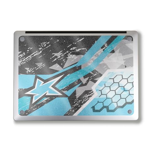 Image of Glossy Glitter Laptop Skin Compatible with Alienware M18 R2 (2024) - Grunge Cyan - Premium 3M Vinyl Protective Wrap Decal Cover - Easy to Apply | Crafted in The USA by MightySkins