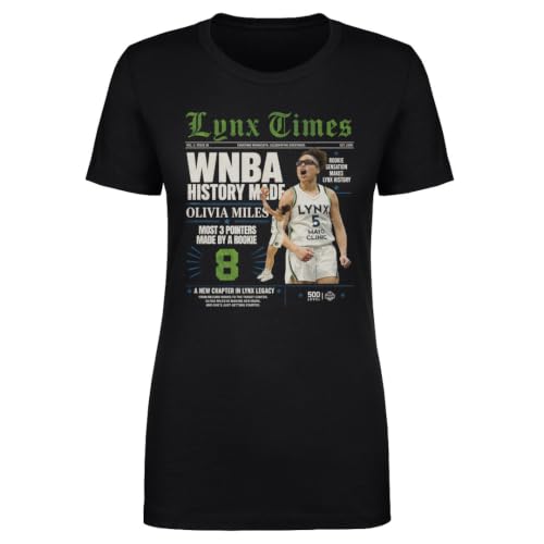 500 LEVEL Olivia Miles Minnesota Lynx History Made Shirt for Women (Black, X-Large)