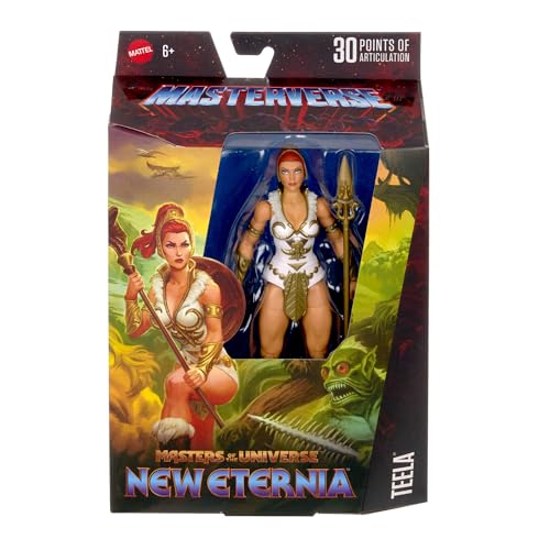 Masters of the Universe Figurine articulée Teela Masterverse New Eternia 18 cm 30 Points d’Articulation Coiffe de Cobra Amovible et Armes JBP84 - vue 6