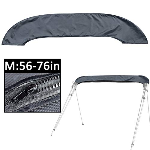 Bimini Top Cover，Suitable for 3-4 Bows Bimini Tops，Effectively Prevent The Erosion of UV, sea Water and sea Breeze in Summer，Bimini Top Canopy,Storage Boot (Grey M:56-76IN)