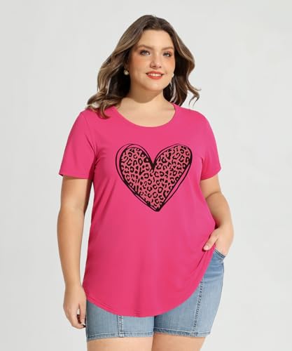 Image of CARCOS Plus Size Tops for Women Short Sleeve Raglan Striped Tee Color Block Crewneck /V Neck Tunic Loose Fit Summer XL-5XL