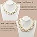 S SUSANN costume pearl necklace choker set layered Twisted pearl necklace and earring good gift for women (golden choker 2(medium-size))
