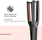 Revlon RVST2204F Copper Ceramic Hair Straightener, Advanced Copper Ceramic Technology, Flat Iron, 435°F (225°C) Professional High Heat, Dual Plate Straightener, 10 LED Heat Settings, Black