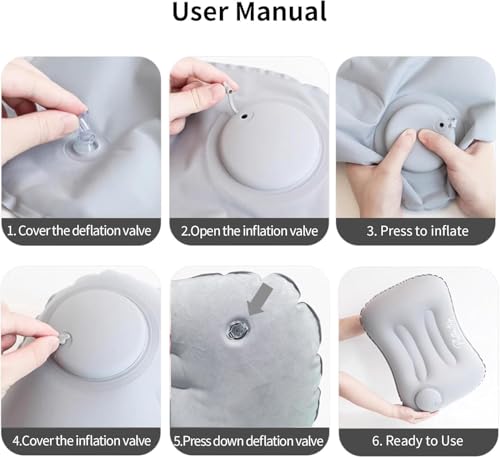 Image of Polyester Comfort Ultralight Inflatable By Pressing Air Pillow - Compact, Ergonomic Pillow For Neck Head Lumbar Support For Travel, Camping, Home, Office.(Multicolor)