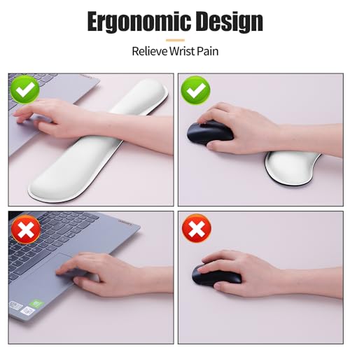 Image of Bloss Leather Desk Pad and Keyboard Wrist Rest, Large Mouse Pad + Keyboard Pad+Mouse Wrist Support, Non-Slip Desk Mat Protector for Office, Home(31.5x15.7 Inches,White)