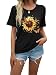 EUOW Women's Sunflower Graphic Shirts Boho Flowers Tee Tops Cute Summer Vintage Short Sleeve Holiday T Shirt(Sunflower-0406,XL)