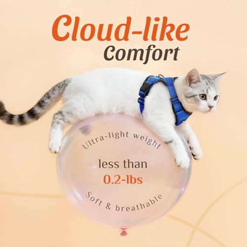 Image of Dooradar Cat Harness and Leash Set, Escape Proof Safe Adjustable Kitten Vest Harnesses for Walking, Easy Control Soft Breathable Mesh Jacket with Reflective Strips for Cats, Blue, XS