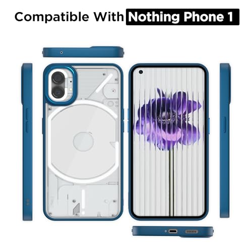 Image of Amazon Basics Cover for Nothing Phone 1 |Electroplated Crome Metal Ring | Full Camera Protection | Raised Edges | Super Soft Side TPU Bumper Case (Indigo)