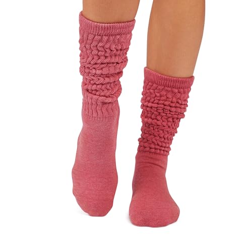 Image of TAVI Stacy Slouch Pilates Socks with Grips for Women | Non-Slip Grip Socks, Patented Grip Sole Design, Soft Organic Cotton Blend, Arch Band Support; Use for Yoga, Barre, Lagree