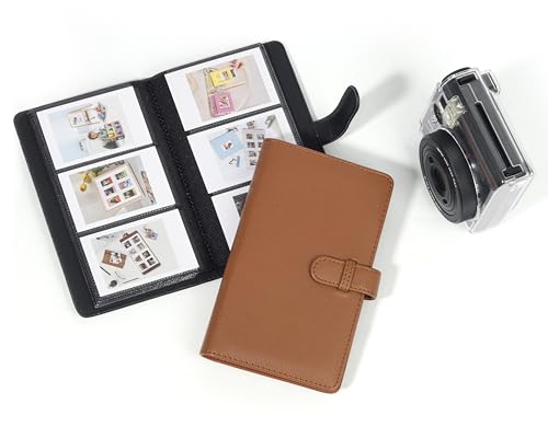 Image of 108 Pockets Photo Album for 3x2 inch Instax Mini Films - Fits Fujifilm Instax Mini 13, 12, Evo, 7s, 8, 25, 50s, 90, Pringo 231, Polaroid PIC-300P, Z2300, Instax SP-1 - Portable Film Storage Book (Brown)