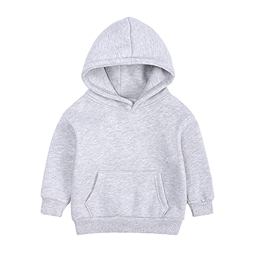 Kids Tales Brushed Fleece Hooded Sweatshirt Youth Long Sleeve Pullover Kids Solid Tops Child Kangaroo Pocket Hoody
