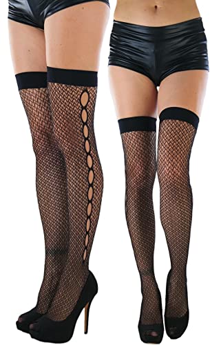Image of ToBeInStyle Women's Fine Classic Fishnet Thigh High Stretch Nylon Novelty Stockings