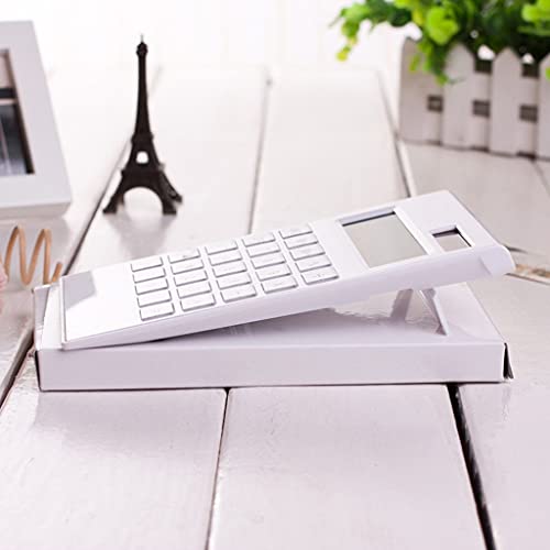Calcolatrice da Tavolo con Display Grande a 12 cifre Pulsanti in Cristallo a Doppia Alimentazione e Batteria Sottile Contatore di Base per l'home Office