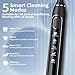 OasiSmile Electric Toothbrush for Adults, 42000 VPM Sonic Toothbrush with 5 Modes for Deep Cleaning, 6 Brush Heads, 100-Day Battery, Rechargeable Toothbrush for Home Travel, 2-Min Timer & Reminder