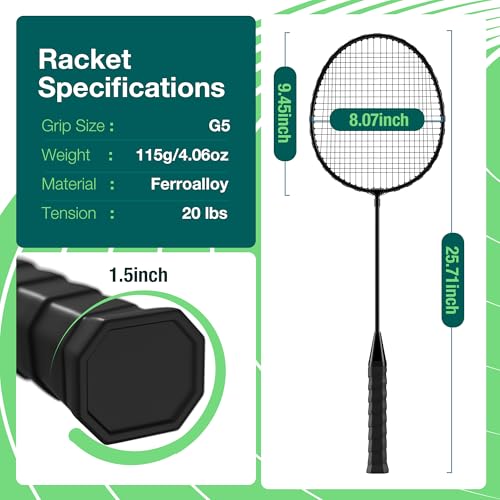 image for AboveGenius Badminton Rackets Set, 2/3 Color Lightweight Badminton Set