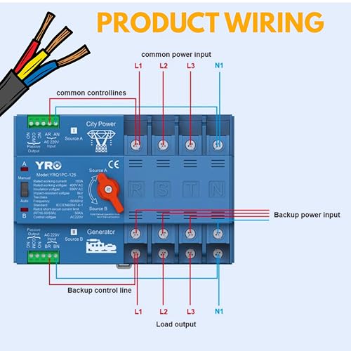 Image of Automatic Transfer ATS 125A - Single Phase Emergency Power Transfer Switch | Auto Generator Changeover | Backup Power Controller for Home /Business (3 PHASE CHANGE OVER)