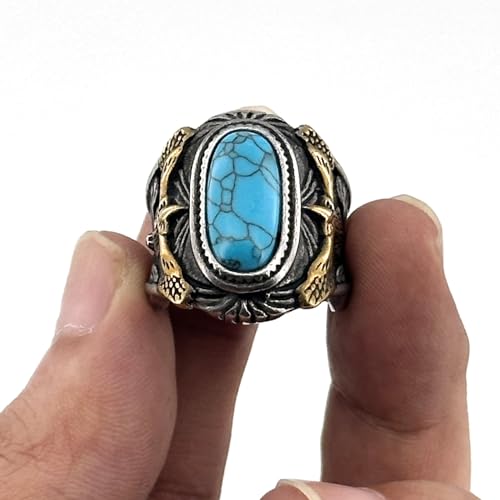 JWM Turquoise Eagle Rings Stainless Steel Large Rings for Men Women Adults, Delicate Packaging4