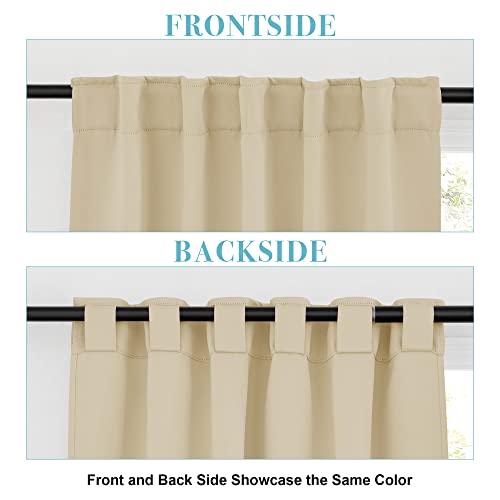 Image of RYB HOME Small Window Curtains Blackout, Privacy Thermal Insulating Drapes for Bedroom Bathroom Basement Cafe Classroom Window Decor, W 34 x L 45 inches, Biscotti Beige, 2 Panels