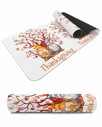Debedcor Heat Proof Table Pads Waterproof Decorative, Thanksgiving Non-Slip Table Countertop Protector, Watercolor Gnomes Maple Leaves Insulation Mat for Kitchen Room, 40 x 12 Inches