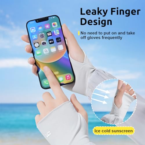Image of PALAY Summer Arm Sleeves Extra Long Arm Sleeve with Hand Protection Nylon Cool Silk UPF 50+ Sun Protection Arm Sleeve Breathable Summer Arm Sleeves for Driving, Cycling, Gardening