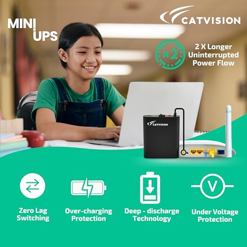 Image of Catvision Mini UPS for Wi-Fi Routers I 12V-2A I Battery Backup Upto 4.5 Hours (Lab Tested) | Surge & Discharge Protection I 12 Months Warranty | Replaceable Battery | BIS Approved