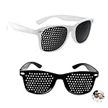 HstiaLving 2 Piezas Gafas Estenopeicas, Anteojos EstenopeicosGafas Estenopeicas Antifatiga Reticulares Pinhole Glasses Unisex Gafas Pinhole para Entrenamiento Ocular Mejora de la Visión y Relajación