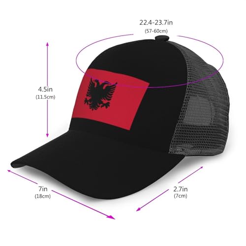 Flag of Albania Mesh Baseball Cap - Classic Adjustable Peak Cap, Trucker Hat for Men & Women3