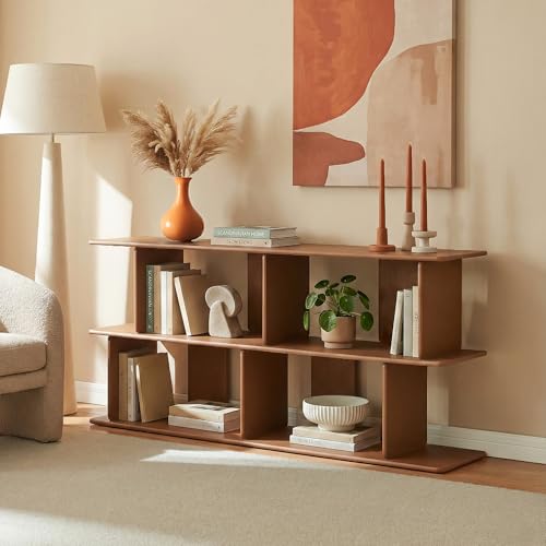 [en.casa] Étagère sur Pied Gäljami avec 4 Compartiments de Rangement Bibliothèque au Design Bas Allongé Meuble TV Séparateur de Pièce Salon Chambre MDF...