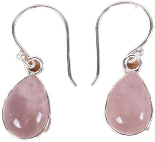 Rose Quartz Earrings, Dangle Earrings, 925 Silver Plated Earrings, Pear Stone Earrings, Pale Pink Stone Earrings, Bridesmaid Gift Earrings, Teardrop Stone Earrings, Natural Rose Quartz Earrings