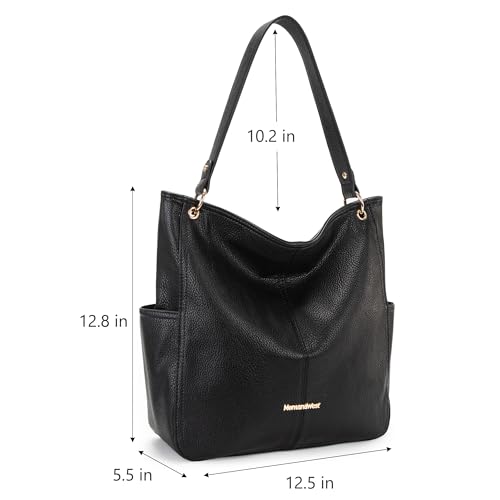 Image of Montana West Hobo Purse for Women 2pcs Handbag Set Shoulder Bag Soft Washed Leather Top Handle Satchel with Wallet MWC2-115BBK