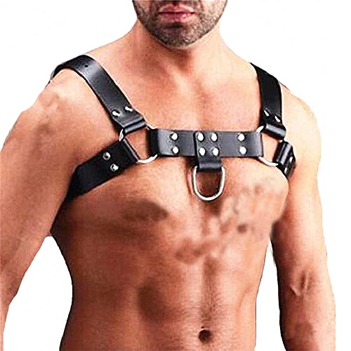 Image of Goobester Leather Chest Harness Men Adjustable Body Bondage Harness Belts