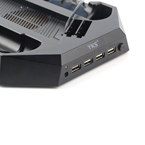 YKS 10-in-1 PS4 Charger Bracket with 4 Controller Brackets, 4 Hubs and 2 Cooling Fans