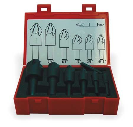 Countersink Set, 7 PC, 6 FL, 60 Deg, Cobalt