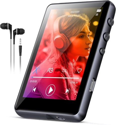 128GB MP3 Player - SWOFY M4 Music Player with Bluetooth 5.4, 2.4" Portable HiFi MP3 Player with FM Radio, HD Speaker, E-Book,Voice Recorder, Earphones Included