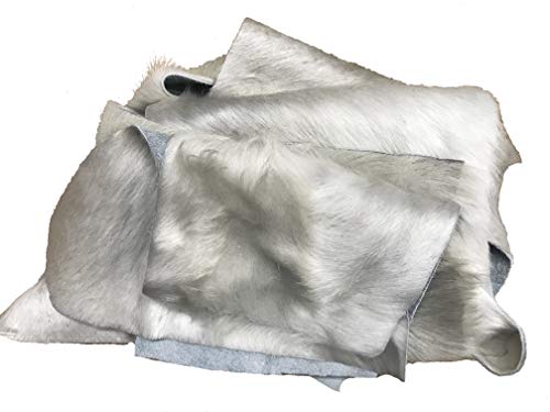 Hair On Hide Large Leather Scrap Pieces, White, Off White - 1-4 Pieces Per Bag. Available 1 And 2 Lb Bags (2) #TOP4