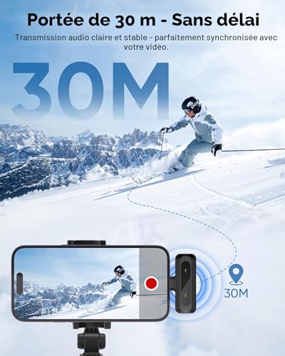Micro cravate sans fil iPhone Android avec écran LED réduction du bruit lot de 2 - 2