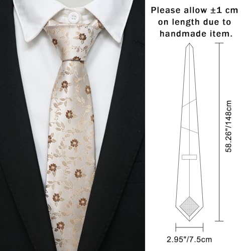 Image of Floral Ties for Men Satin Mens Tie Flower Printed Neck Tie Wedding Party Business
